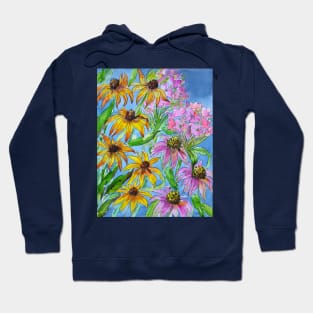 Rudbeckia and Flox Flowers Watercolor Painting Hoodie